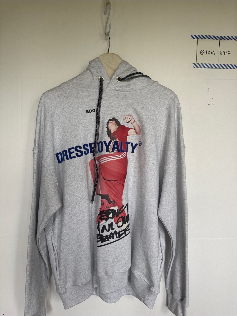 Light Gray Graphic Hoodie with Print